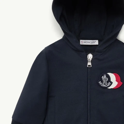Tricolour Logo Cotton Zip-Up Hoodie