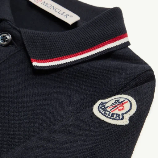 Tricolour-Trimmed Cotton Piquet Baby Grow