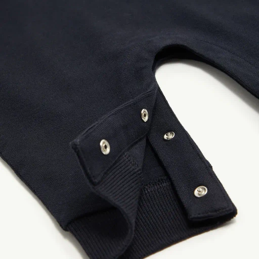 Tricolour-Trimmed Cotton Piquet Baby Grow