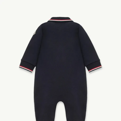 Tricolour-Trimmed Cotton Piquet Baby Grow