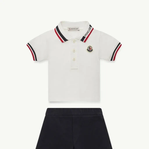 Tricolour-Trimmed Cotton Piquet Set