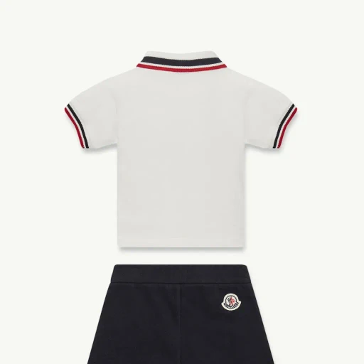 Tricolour-Trimmed Cotton Piquet Set