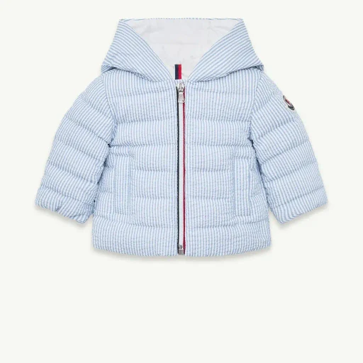 Haluk Seersucker Hooded Down Jacket