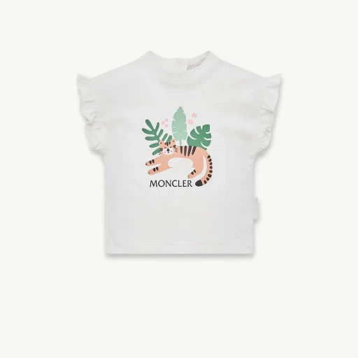 Animal Motif Ruffled Cotton T-Shirt