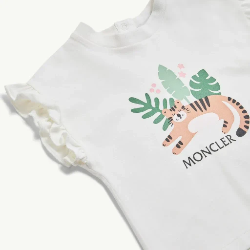 Animal Motif Ruffled Cotton T-Shirt