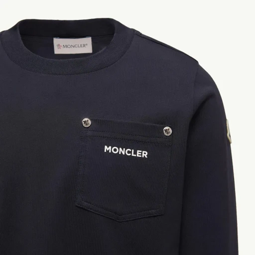 Logo Long Sleeve Cotton T-Shirt With Pocket