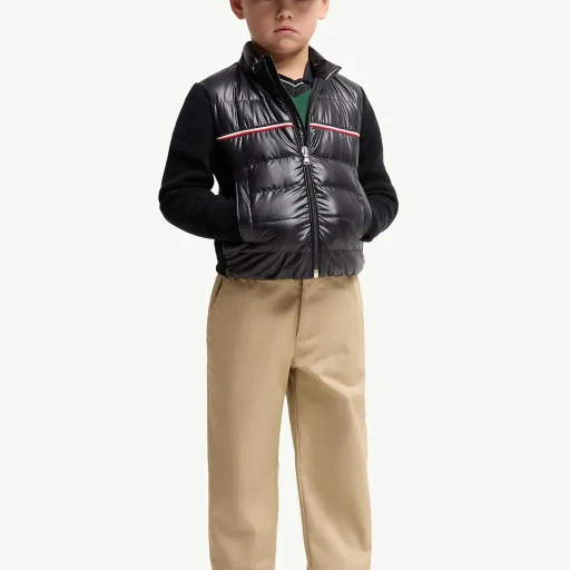 Tricolour Padded Cotton Zip-Up Cardigan