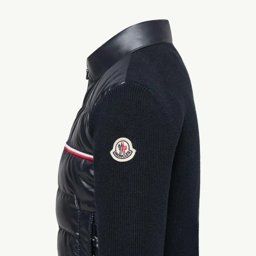 Tricolour Padded Cotton Zip-Up Cardigan