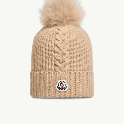 Wool Beanie With Shearling Pom Pom