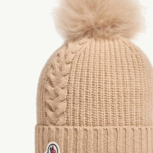Wool Beanie With Shearling Pom Pom