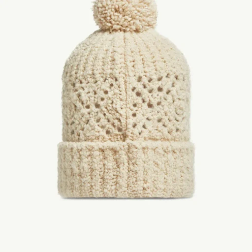Wool Blend Beanie With Pom Pom