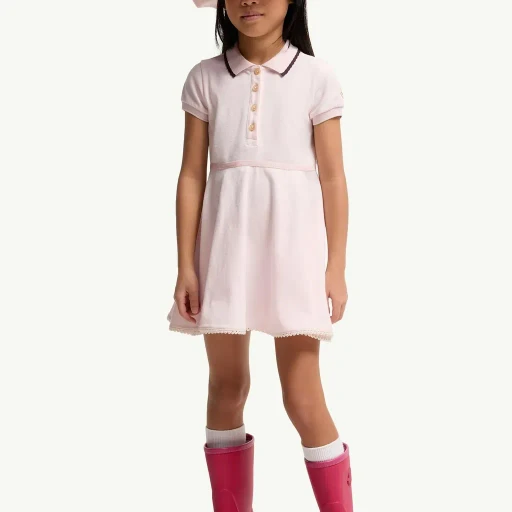 Pleated Cotton Polo Shirt Dress