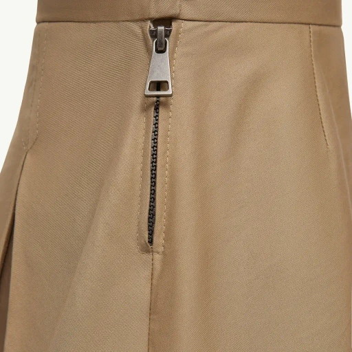 Pleated Cotton Gabardine Skirt