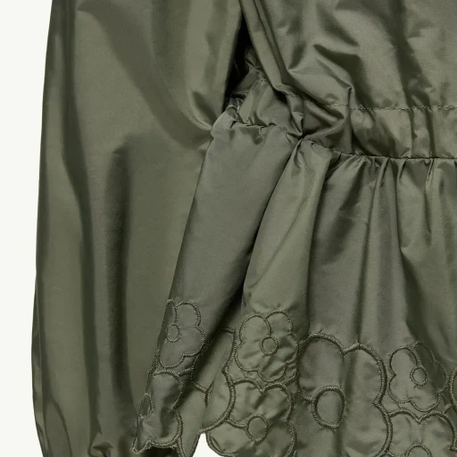 Manolya Embroidered Flowers Hooded Rain Jacket