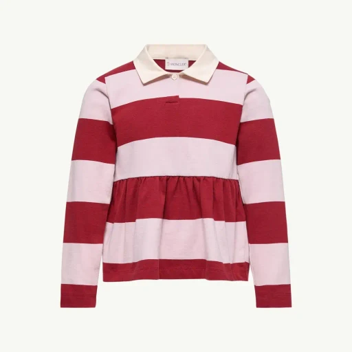 Striped Long Sleeve Cotton Polo Shirt
