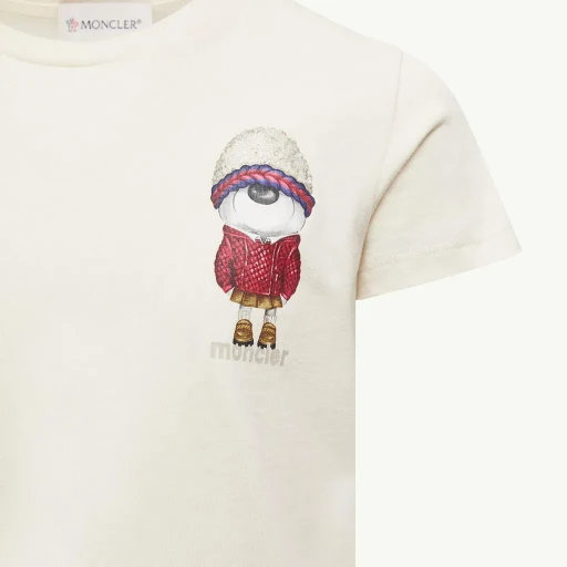 Teddy Bear Motif Cotton T-Shirt