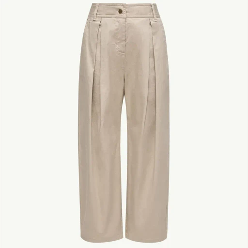 Pleated Stretch Cotton Gabardine Trousers