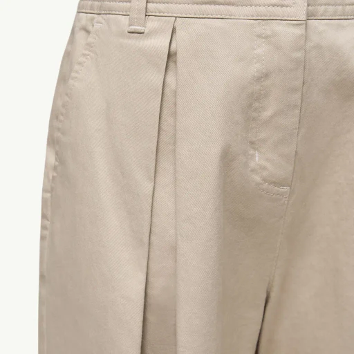 Pleated Stretch Cotton Gabardine Trousers