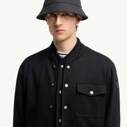 Leather Logo Cotton Blend Bucket Hat