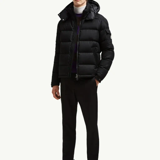 Montgenevre Hooded Wool Flannel Short Down Jacket
