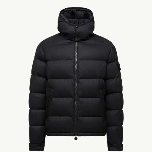 Montgenevre Hooded Wool Flannel Short Down Jacket