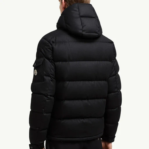 Montgenevre Hooded Wool Flannel Short Down Jacket