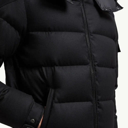 Montgenevre Hooded Wool Flannel Short Down Jacket