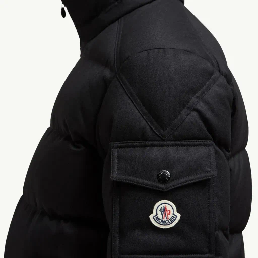 Montgenevre Hooded Wool Flannel Short Down Jacket
