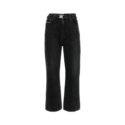 Straight-Leg Belted Cropped Jeans