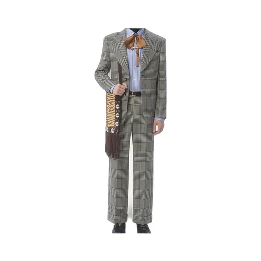 Single-Breasted Wool Jacket With Check Pattern On Houndstooth
