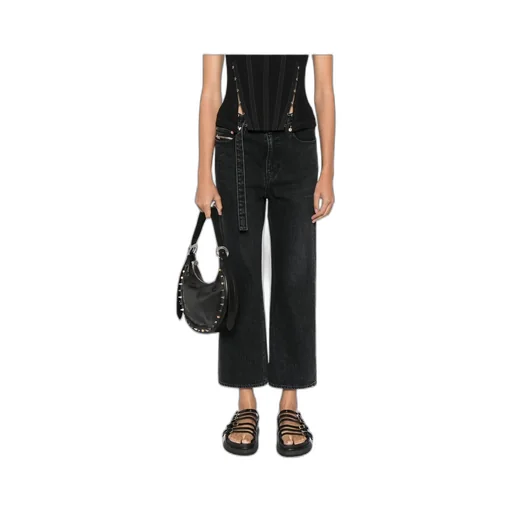 Straight-Leg Belted Cropped Jeans