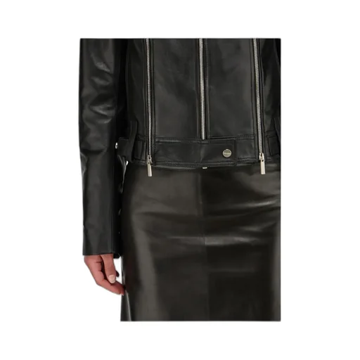 Long-Sleeved Leather Jacket