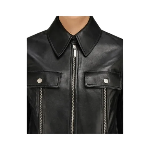 Long-Sleeved Leather Jacket