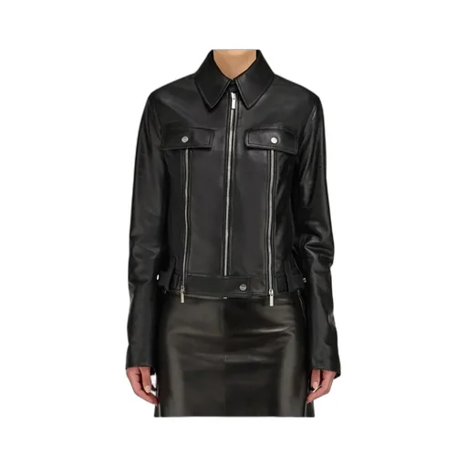 Long-Sleeved Leather Jacket