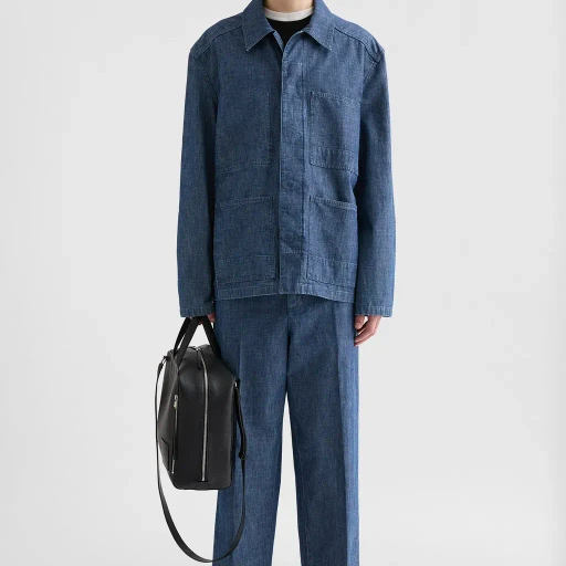 Cotton Chambray Tapered Trousers
