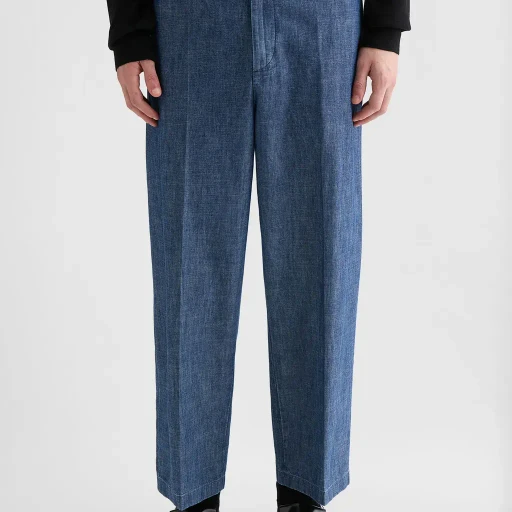 Cotton Chambray Tapered Trousers