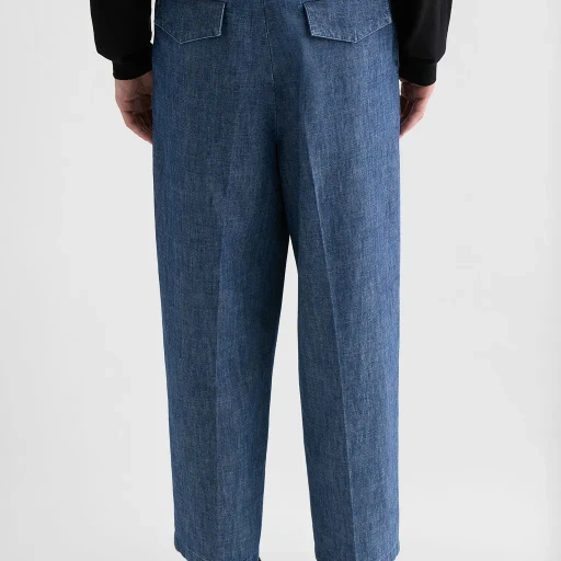 Cotton Chambray Tapered Trousers