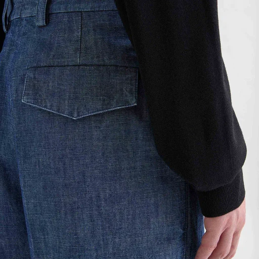 Cotton Chambray Tapered Trousers