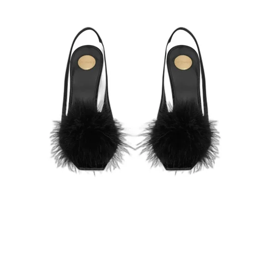 Paradis Sandals In Satin And Feathers
