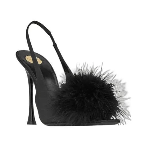 Paradis Sandals In Satin And Feathers