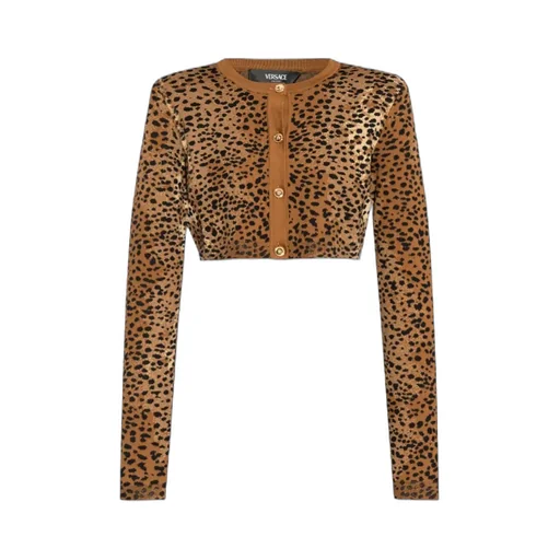 Versace Animal Motif Cropped Cardigan