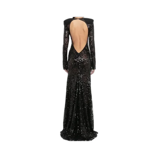 Victoria Beckham Sequin Embellished Open Back Tulle Gown