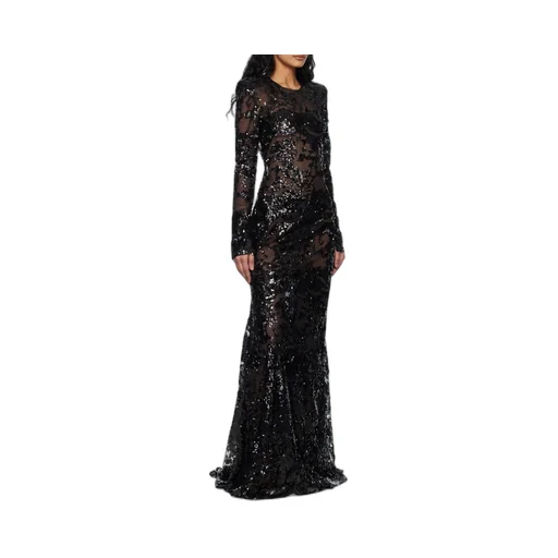 Victoria Beckham Sequin Embellished Open Back Tulle Gown