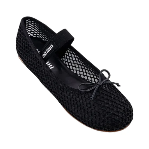 Miu Miu Mesh-Designed Round-Toe Ballet Flats
