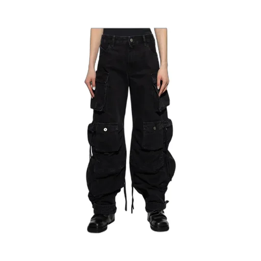 The Attico Logo Patch Cargo Jeans