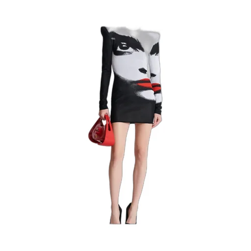 Balmain Face Motif Jacquard Knit Dress