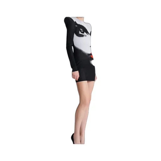 Balmain Face Motif Jacquard Knit Dress