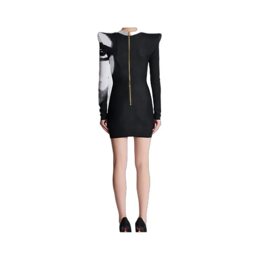 Balmain Face Motif Jacquard Knit Dress