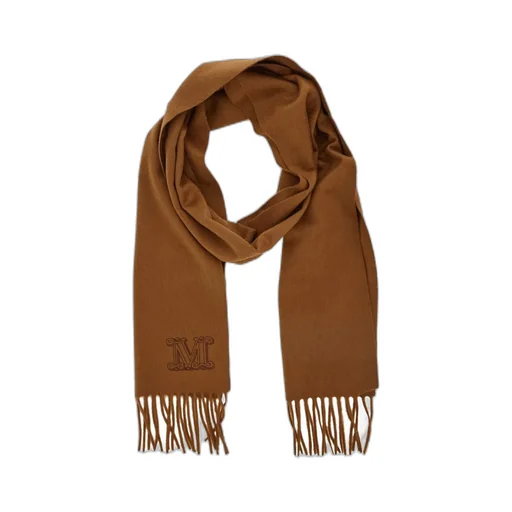 Max Mara Logo Embroidered Fringed Edge Scarf