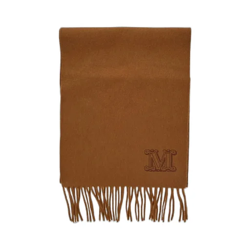 Max Mara Logo Embroidered Fringed Edge Scarf